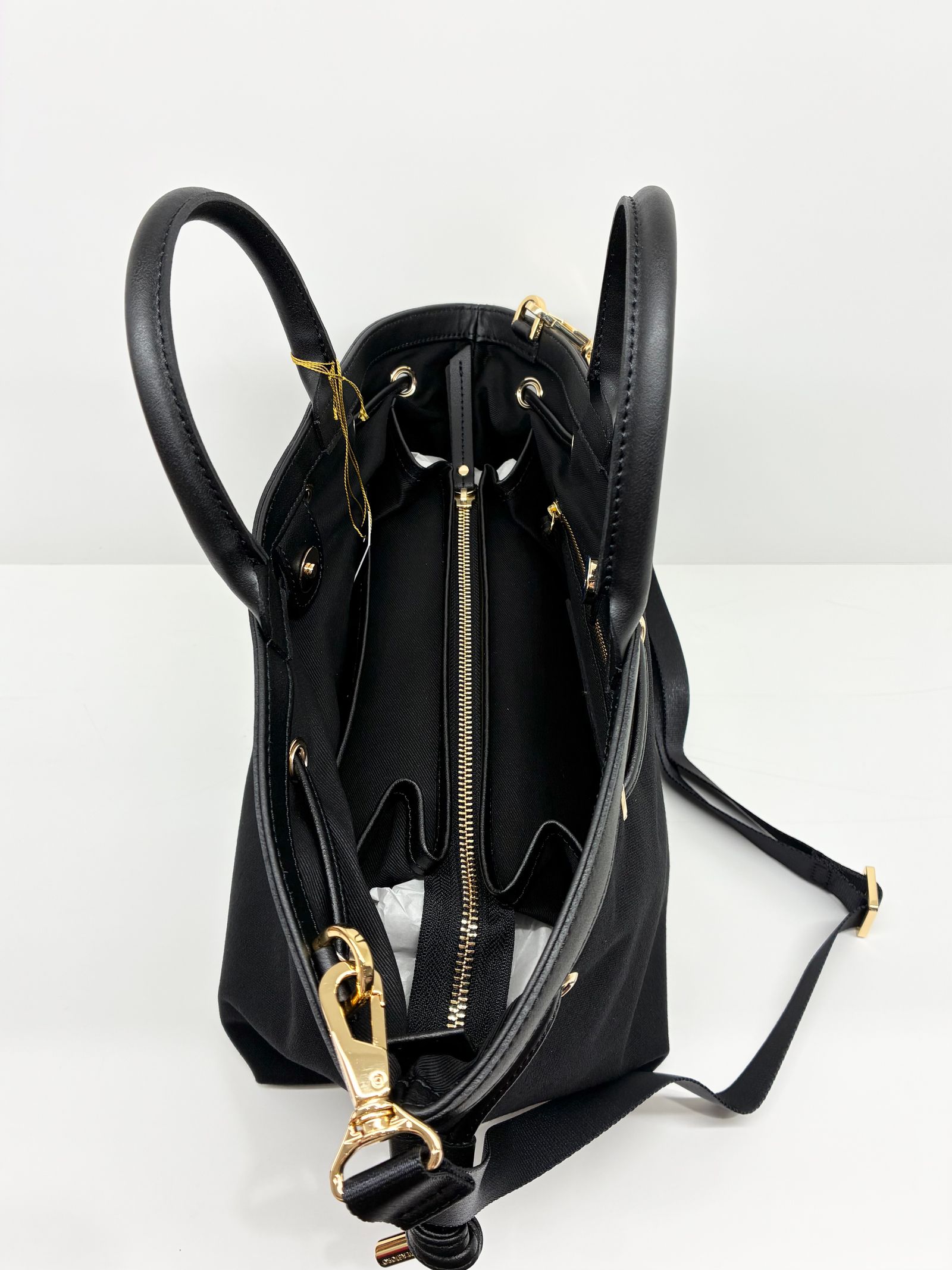 CAMPER / レザーコードキャンバスバッグ / ブラック