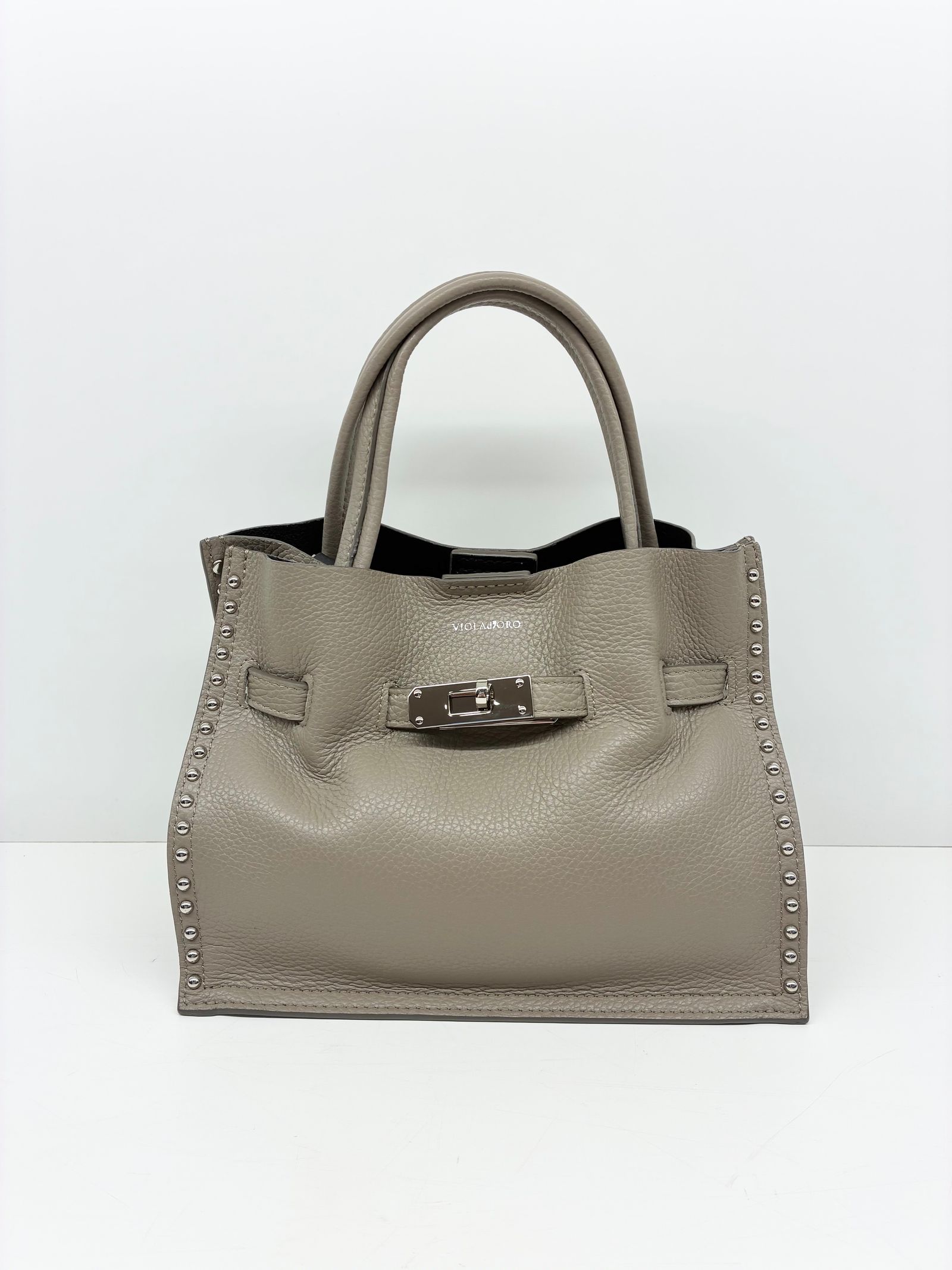 MIRO / スタッズ付き2wayレザートートバッグ / ライトトープ / ベージュ / グレージュ