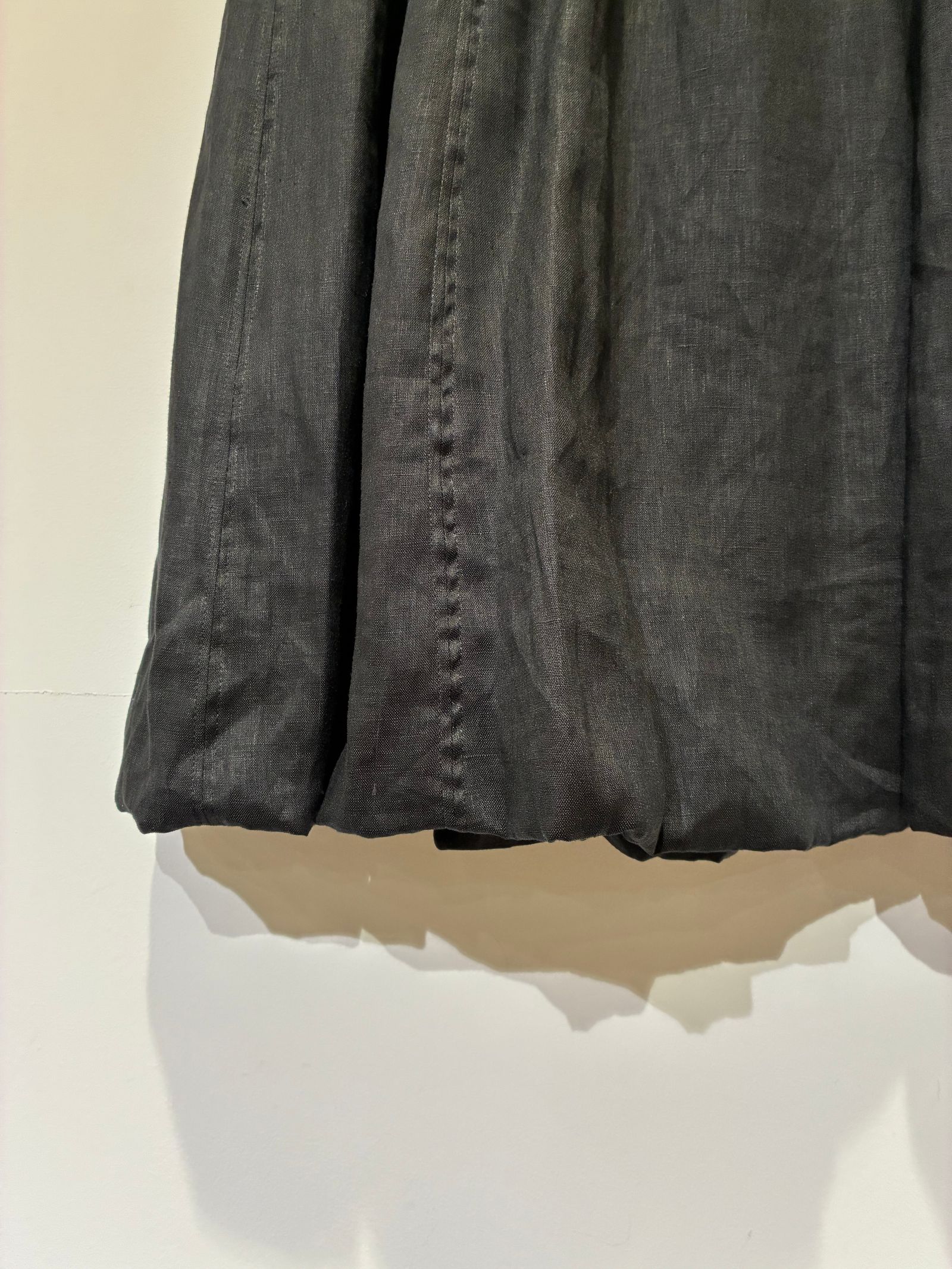 LINEN BALLOON SKIRT / リネンフレアスカート / ブラック