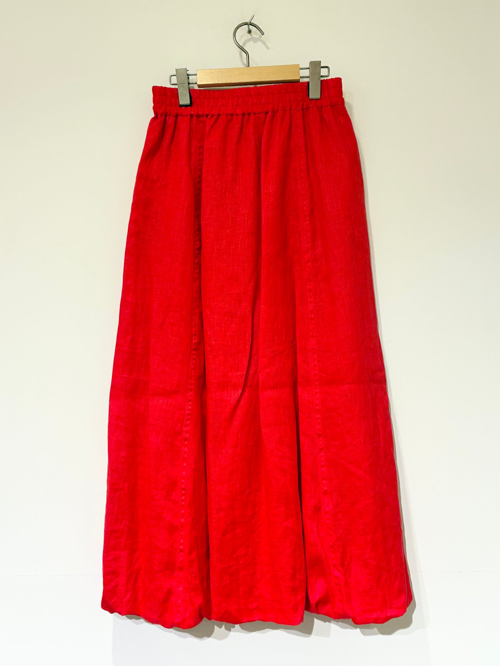 LINEN BALLOON SKIRT / リネンフレアスカート / レッド