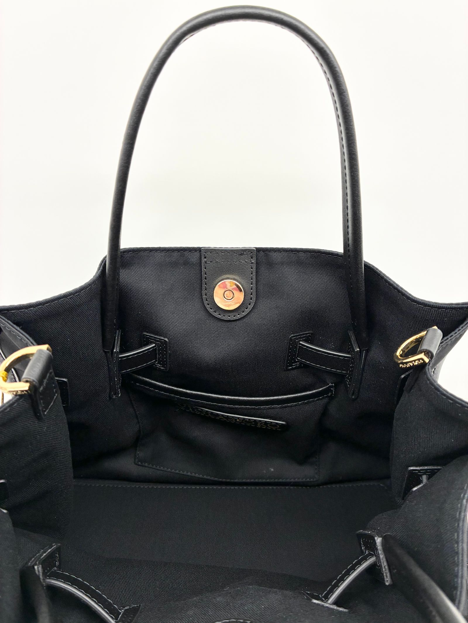 BRUNO / レザーパイピングナイロンバッグ / ブラック