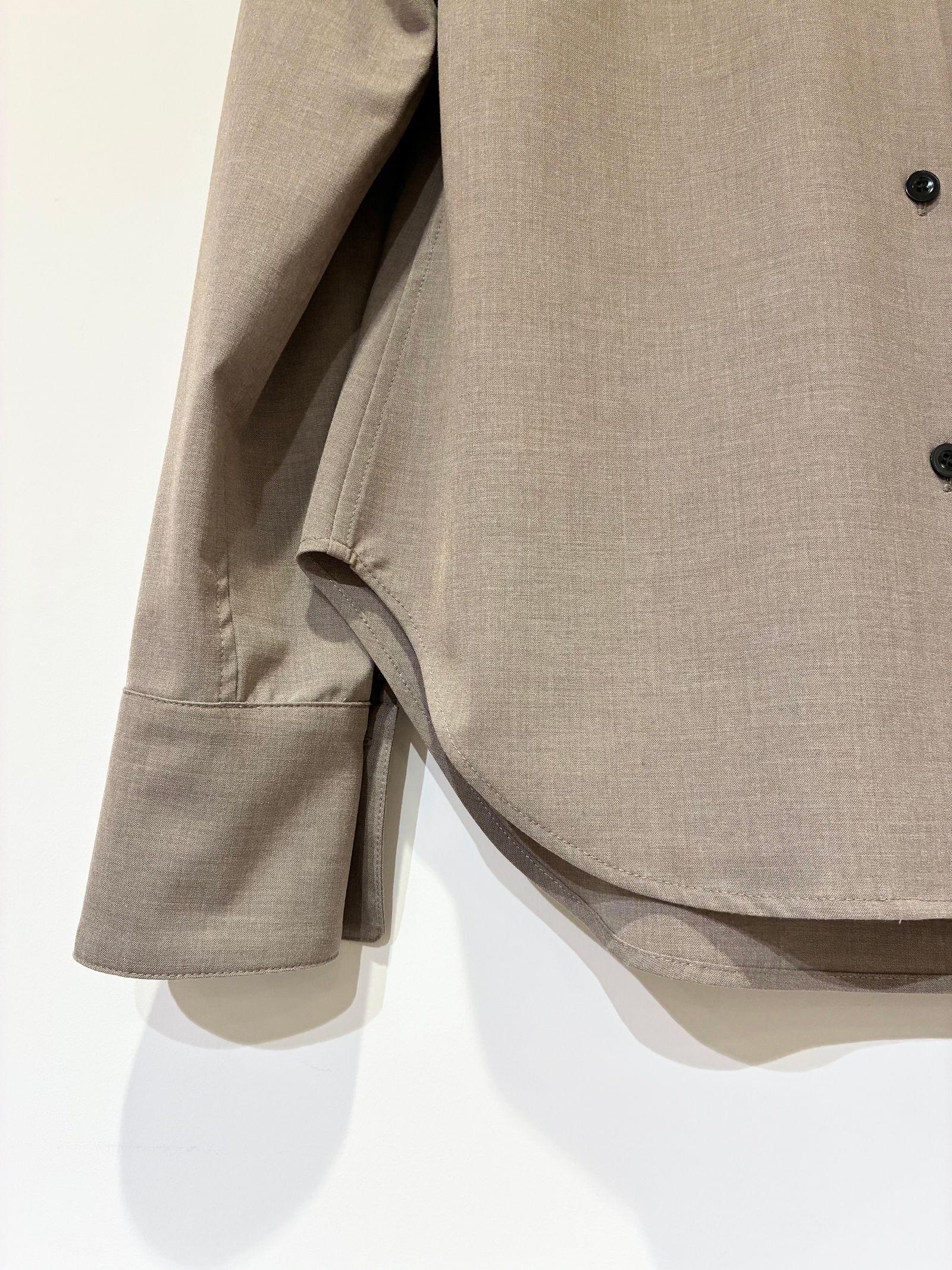 Flow Slim Shirts / ロングスリーブベーシックウールシャツ / ベージュ