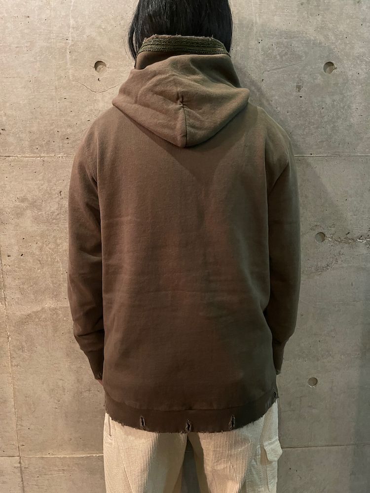 945-80TT108-2 / ダメージジップパーカー (BLACK, KHAKI)