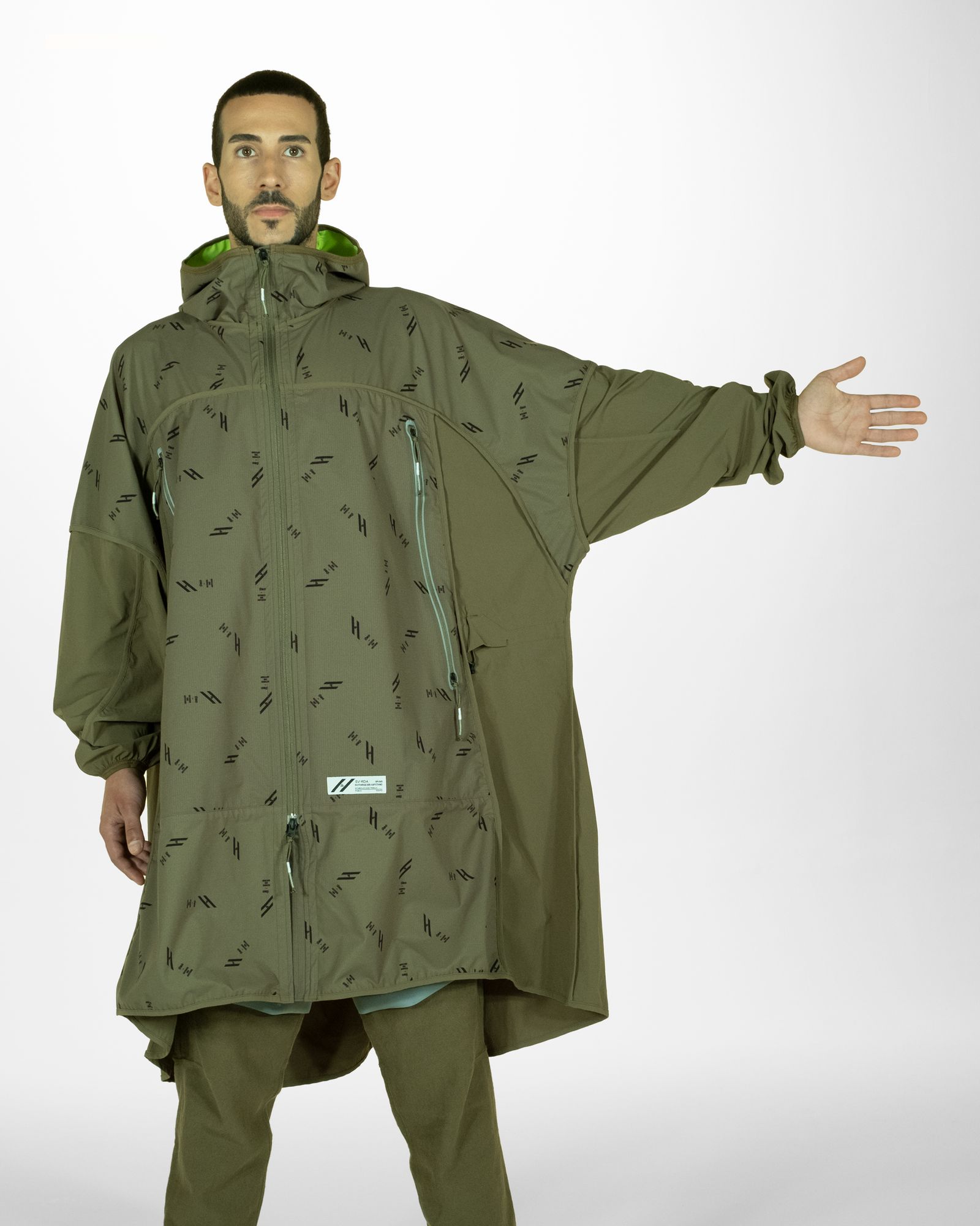 「予約商品」DOT-AIR PIPING OVERSIZED LONG HOODIE / col: KHAKI