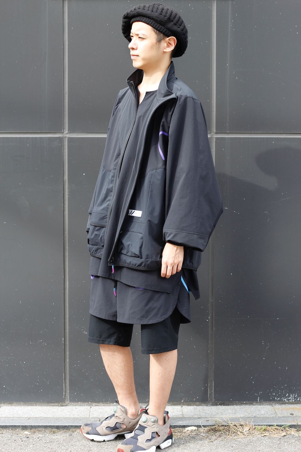 「予約商品」SEAM-LINE LAYERED SHORTS # c/BLACK