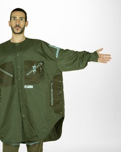 「予約商品」COLLARLESS OVERSIZED LONG PADDING COAT / col: KHAKI