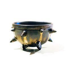 THORN STUDS POT(M)  "GOLD" -陶器鉢-