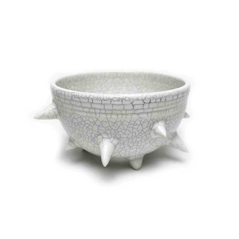 THORN STUDS POT(M)  "WHITE" -陶器鉢-