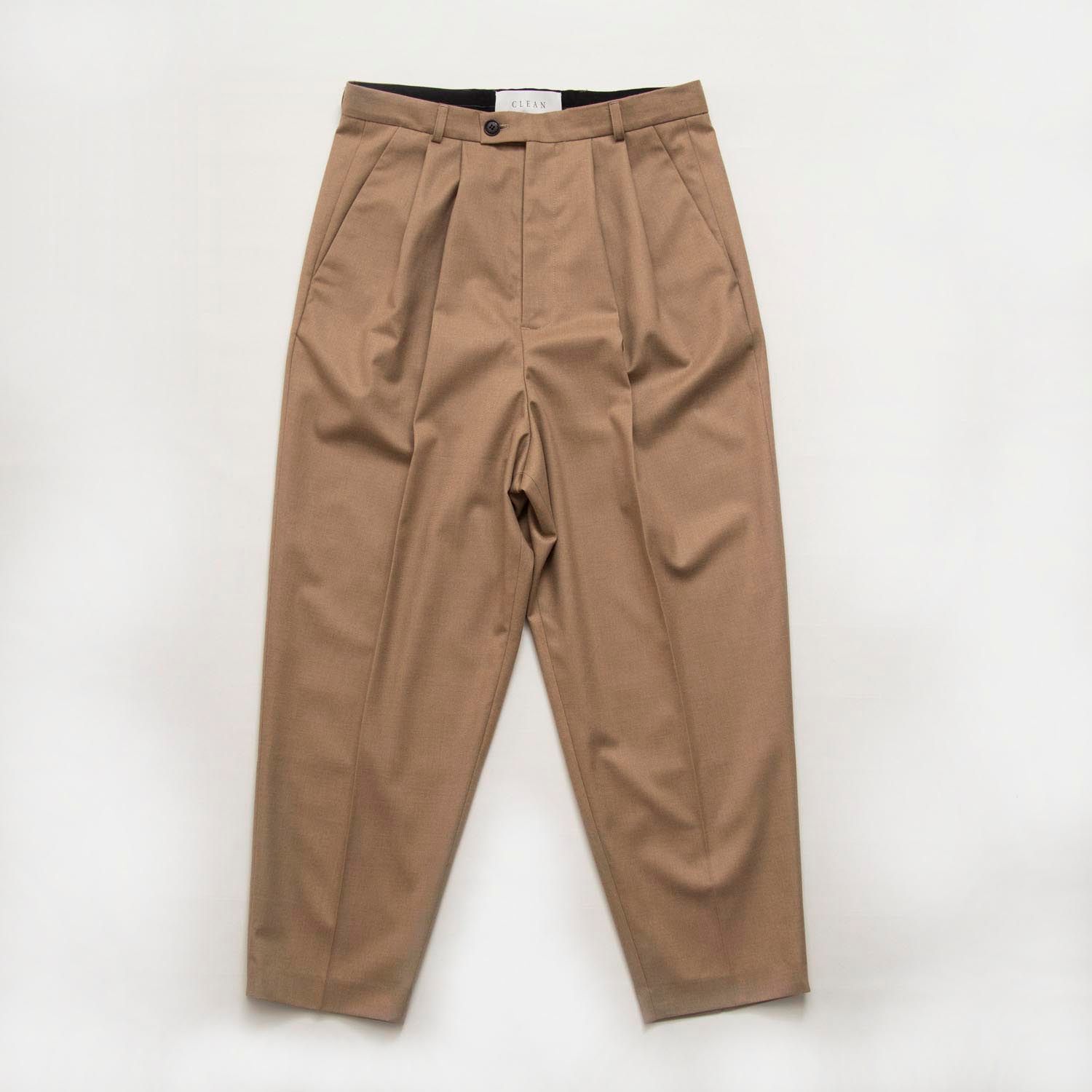 WIDE TAPERED PLEATS PANTS  (BEIGE)