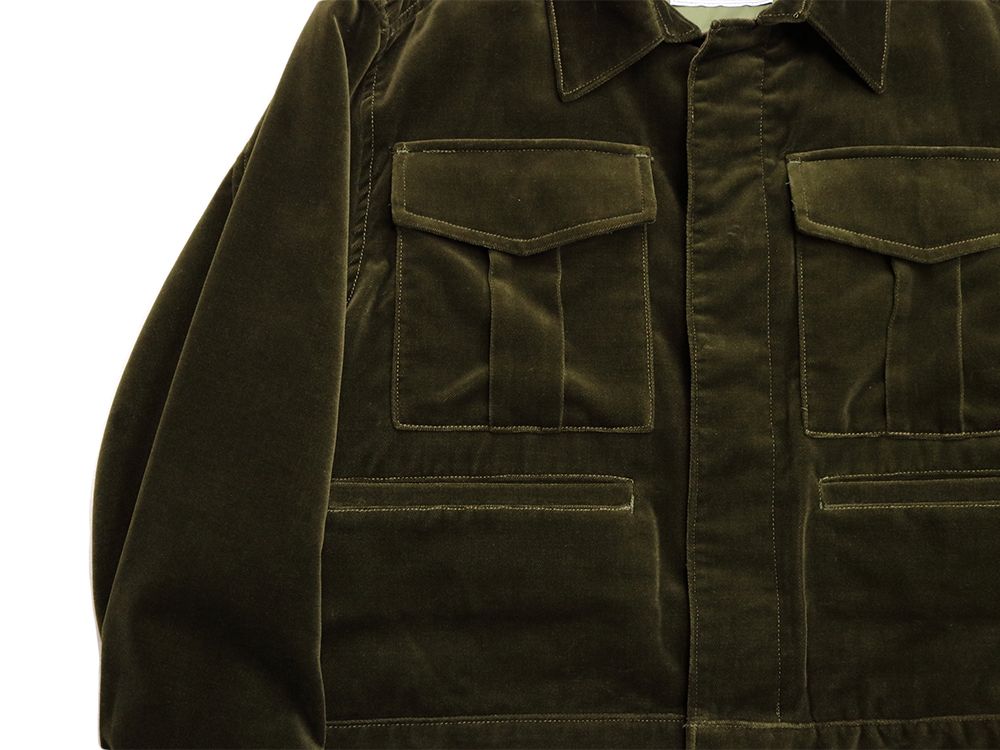VELVET AVIATOR JACKET (OLIVE)