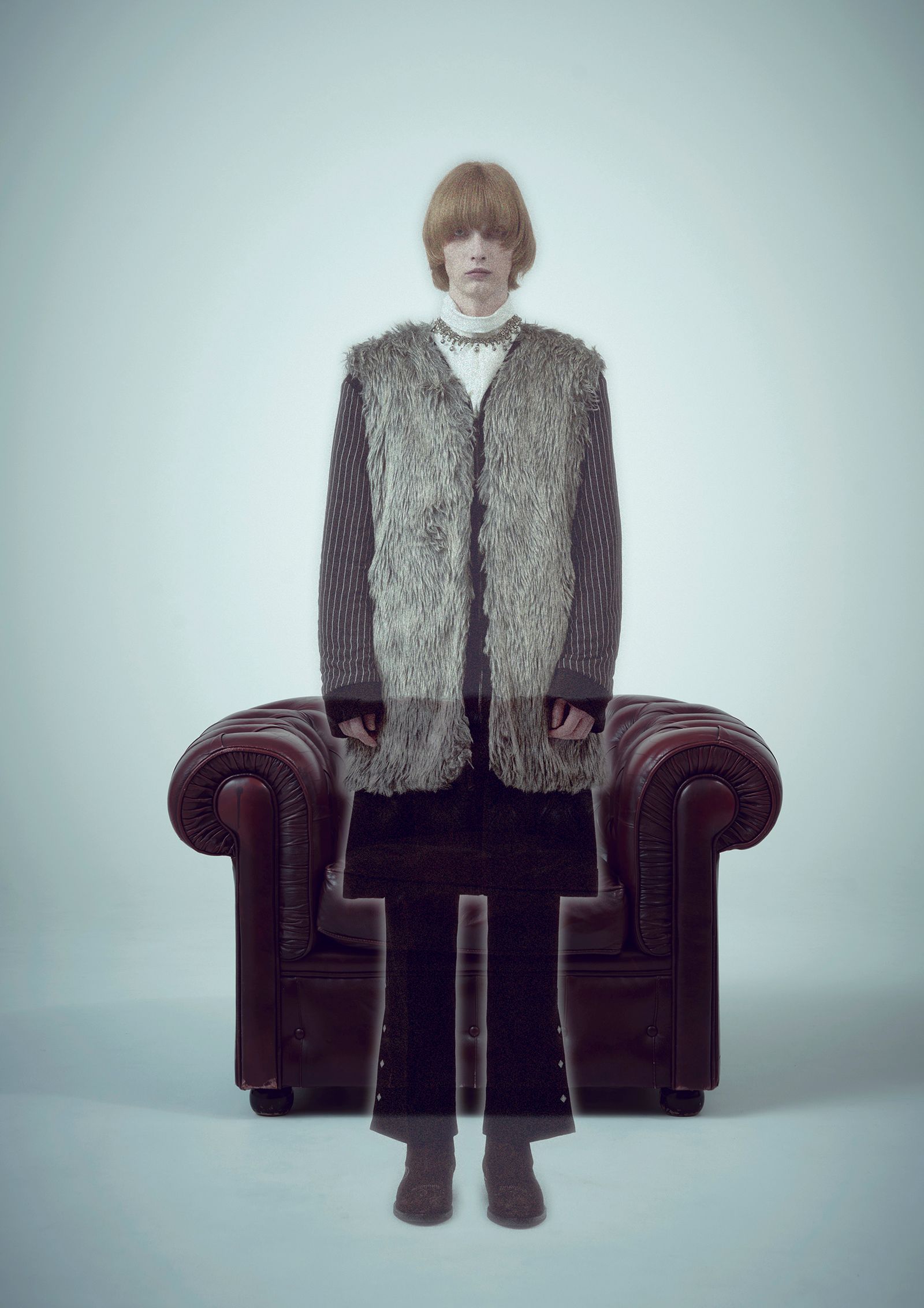 BRIAN’S FUR LINER COAT / リバーシブル ノーカラーコート (Black, Charcoal Gray) ファーライナー付き
