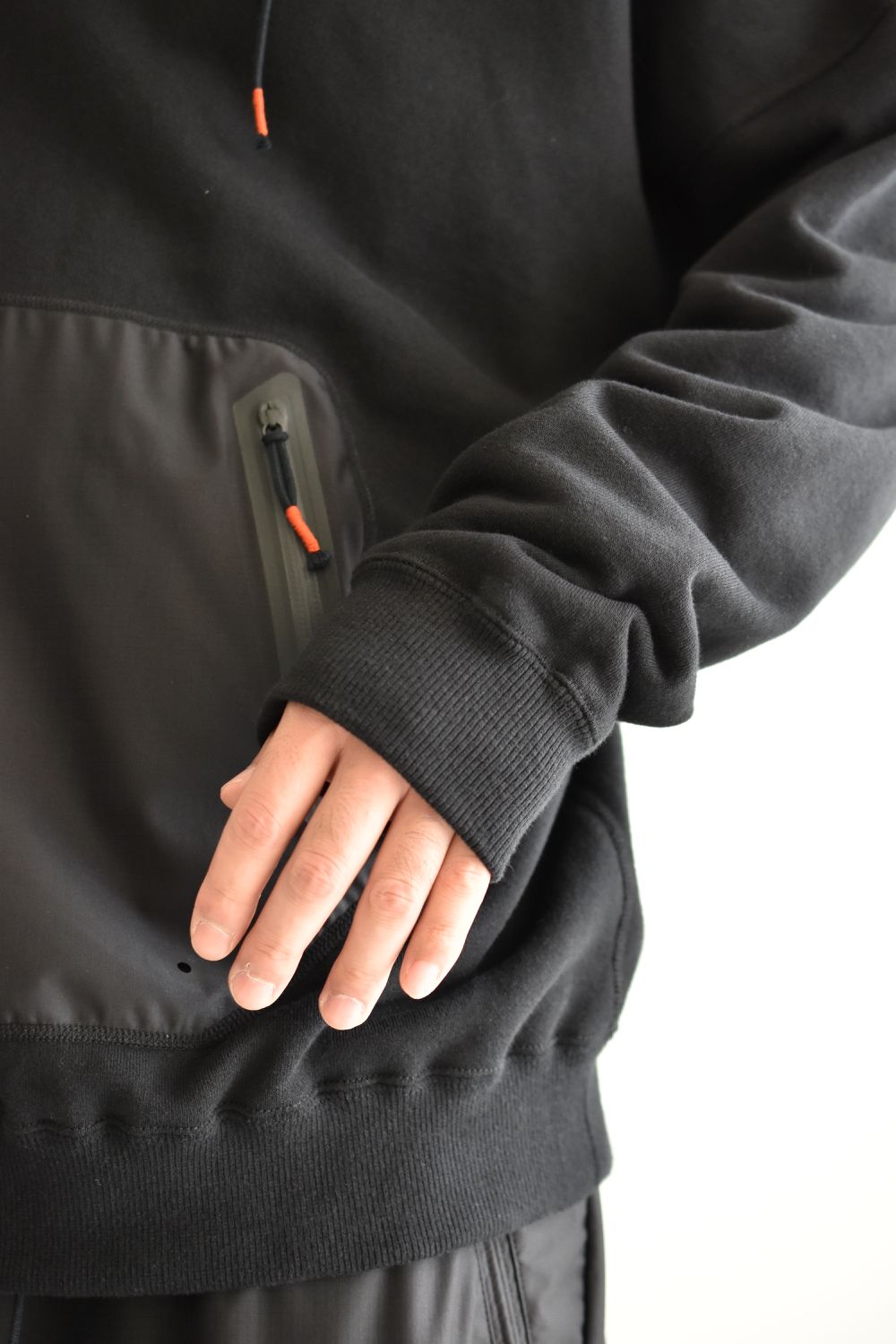 DRAW CODE HOODED PULL JERSEY c/#1 BLACK