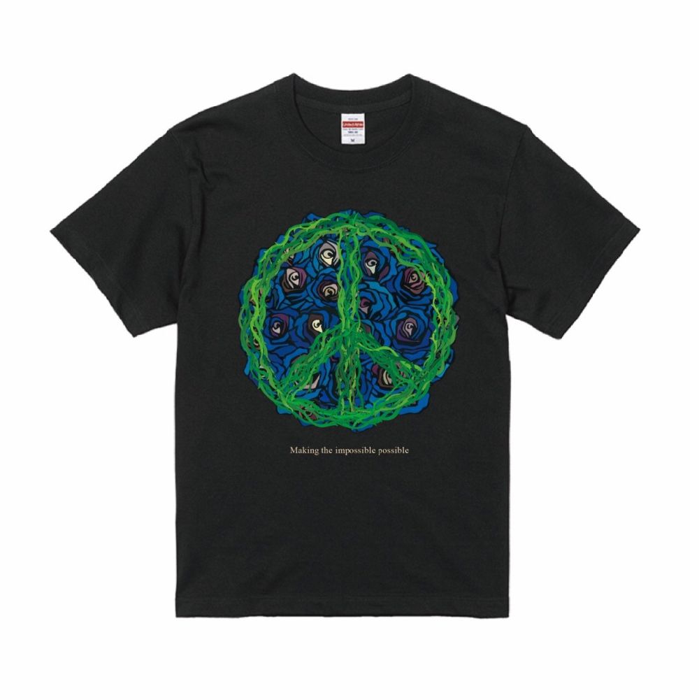「予約商品」blue rose peace symabol S/S T-shirts(BLACK)