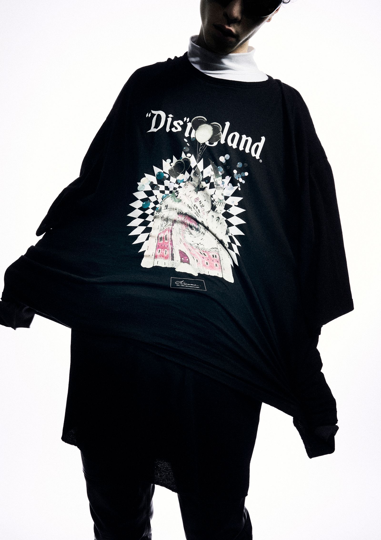 “LAND” OVER SIZE LAYERED L/S / レイヤード カットソー (BLACK, LIGHT GRAY)