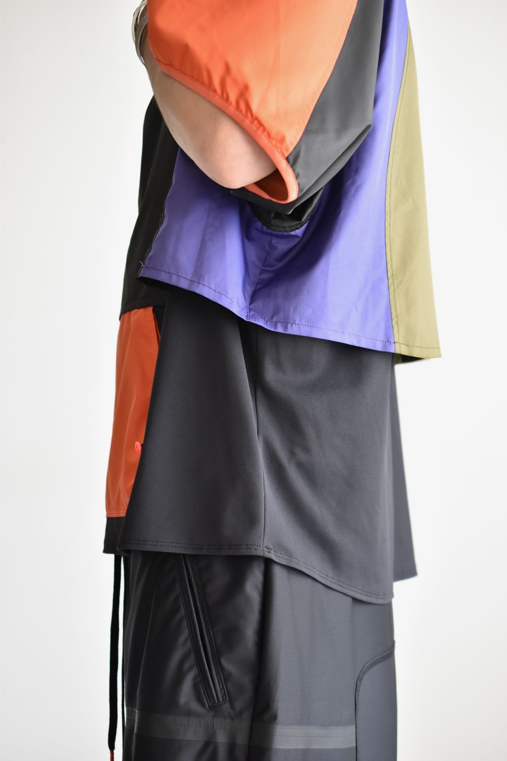 LAYERED HOODED WIDE PULL S-SLEEVE c/#3 ORN X PPL