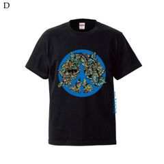 Coral pattern Peace symbol TEE (BLACK/BLUE)
