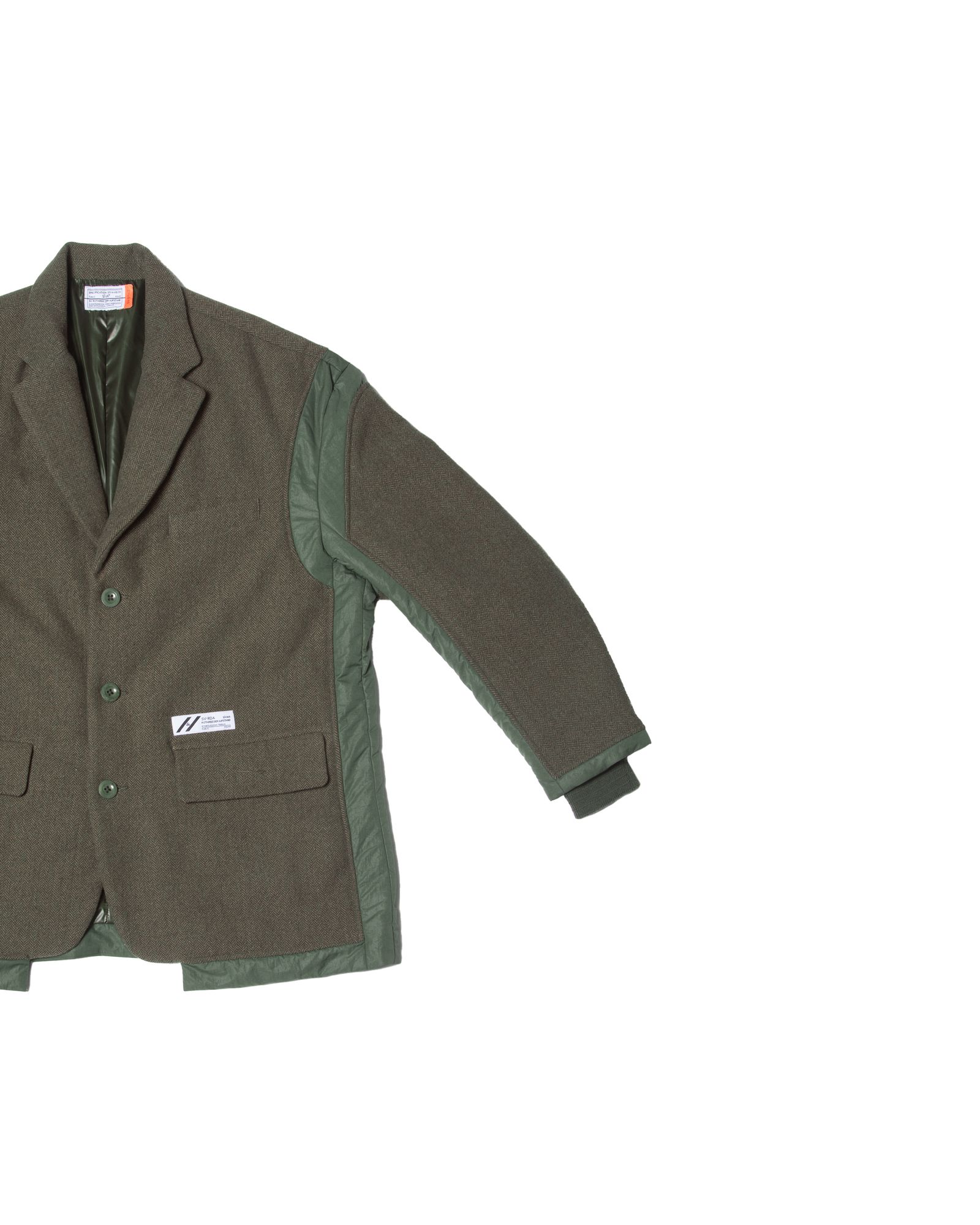 「予約商品」PASTED TWEED DOWN WIDE BLAZER / col: KHAKI