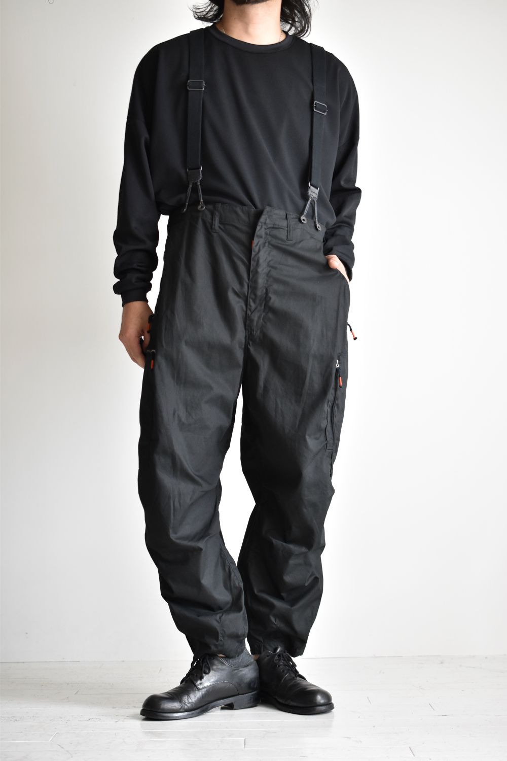 FLIGHT PLEATED SUSPENDER TROUSERS c/#1 BLACK