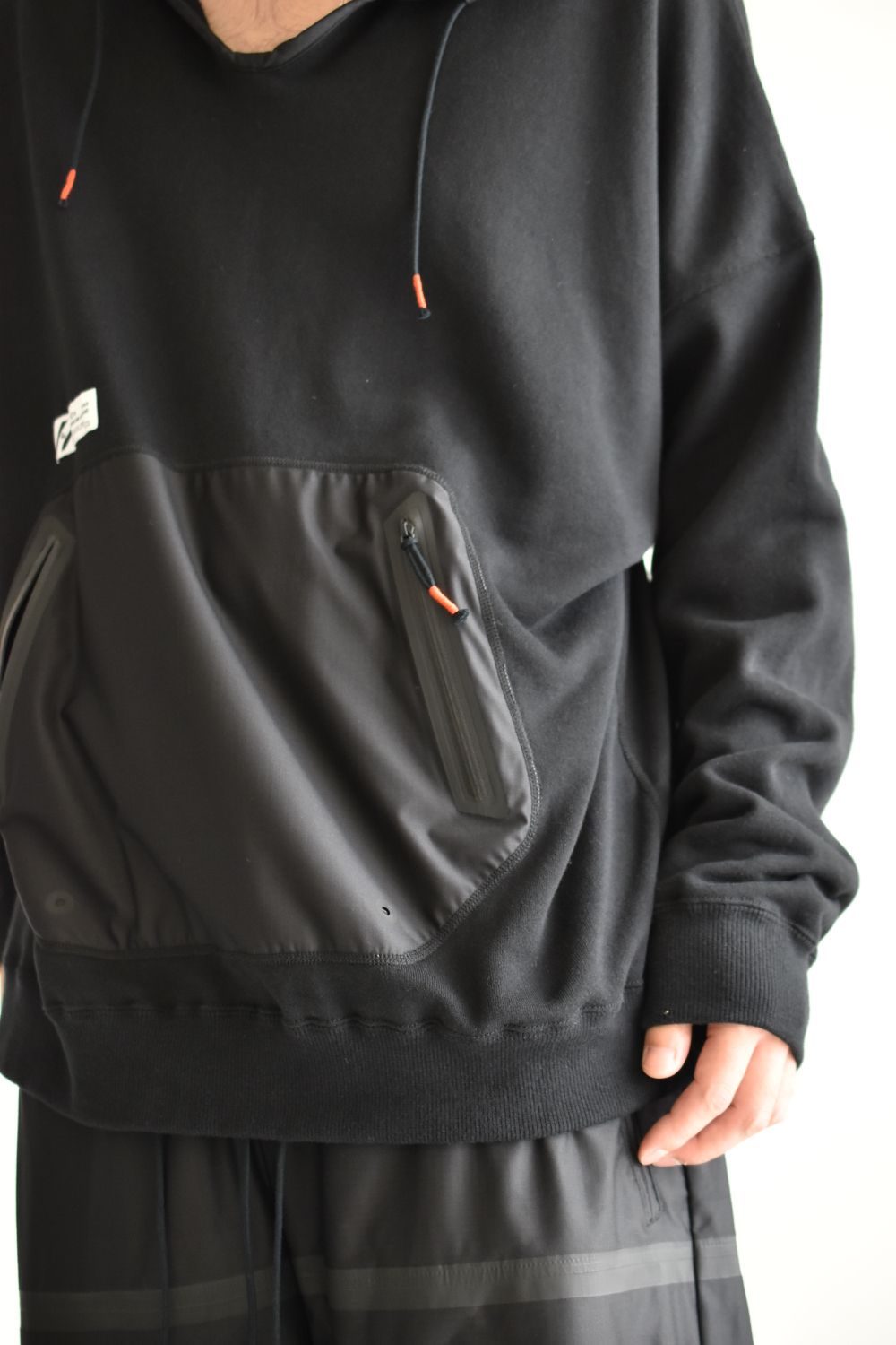 DRAW CODE HOODED PULL JERSEY c/#1 BLACK