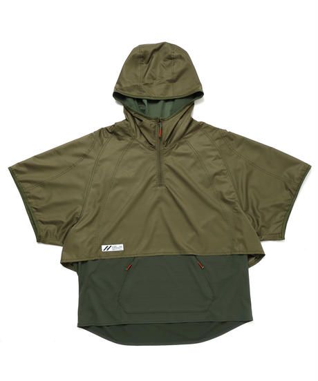 LAYERED HOODED WIDE PULL S-SLEEVE c/#2 KHAKI