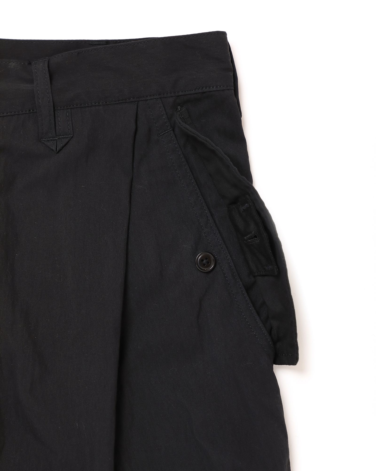 「予約商品」ONE-PLEATS CARGO TROUSERS # c/BLACK