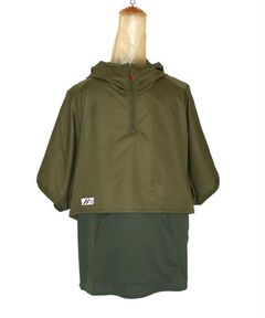 LAYERED HOODED WIDE PULL S-SLEEVE c/#2 KHAKI