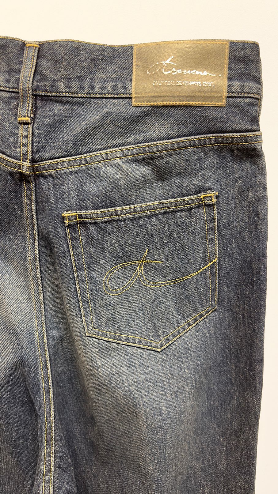 KURT’S WIDE JEANS (AGED) / パッチワーク ワイドジーンズ デニム (Aged Black, Aged Indigo)