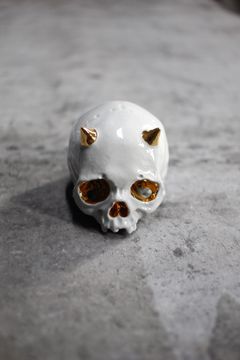 鬼髑髏ぐい呑 灰×金  (桐箱付)