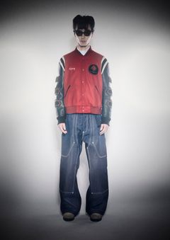 PACHED LETTER JACKET / レタージャケット (BLACK, RED)