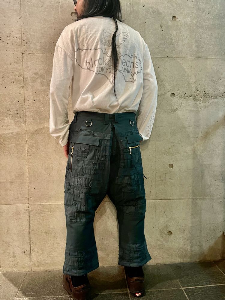 945-80TP250-1 / 襤褸ジップパンツ (BLACK, BLUE, BROWN)