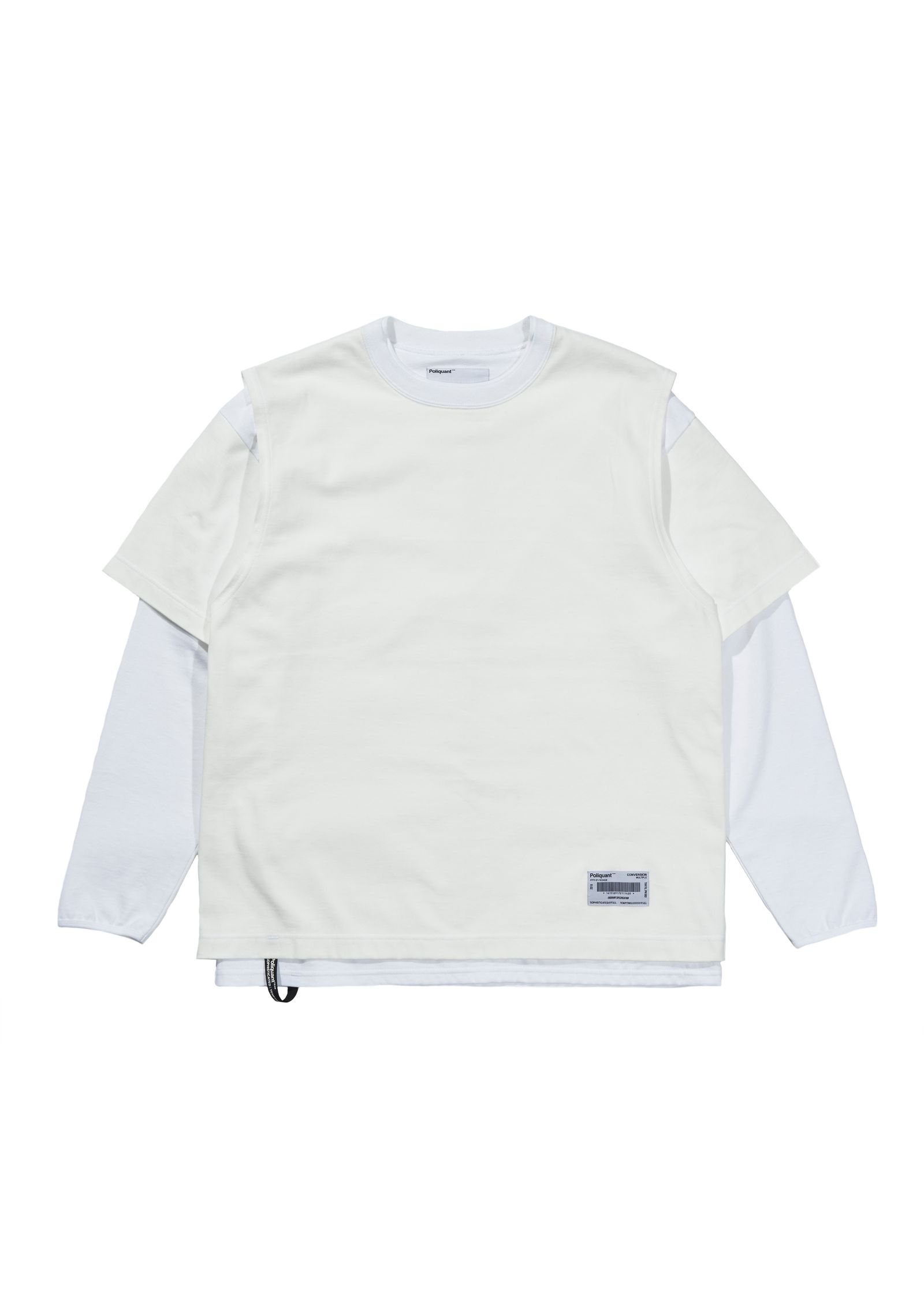 POLIQUANT - THE SWITCHING LAYERED L/S TEE（WHITE） | HAZE