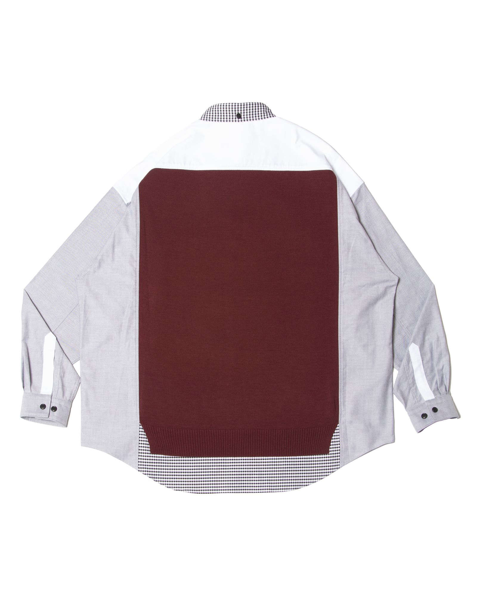 「予約商品」PASTED V-NECK BUTTONDOWN OVERSIZED SHIRTS / col: BURGUNDY