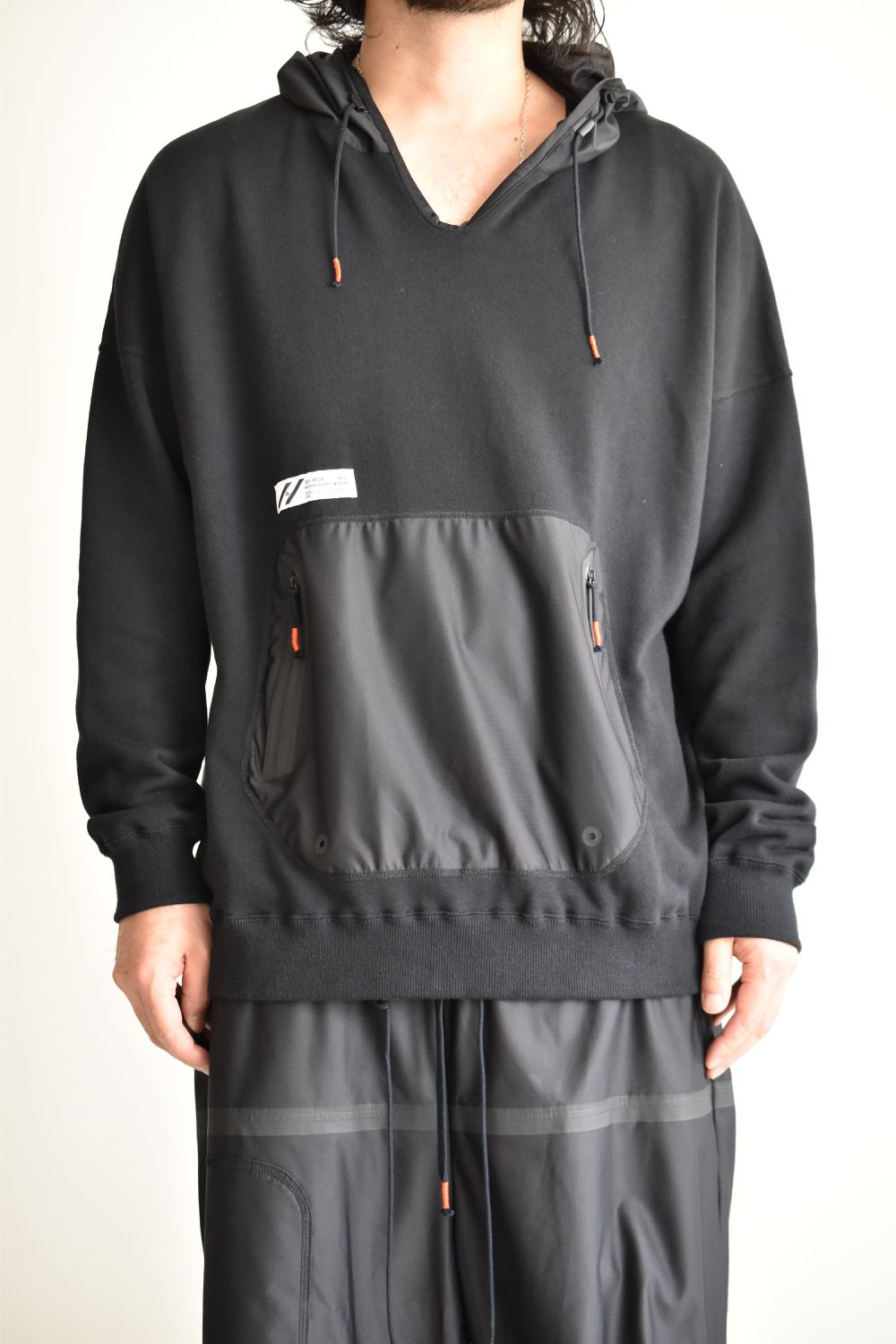 DRAW CODE HOODED PULL JERSEY c/#1 BLACK