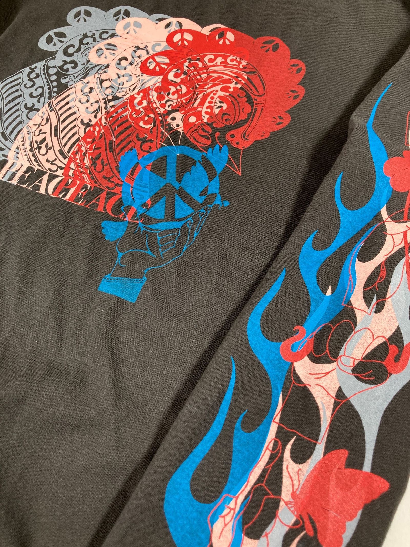 「予約商品」three peace symbol L/S T-shirt "sumi"