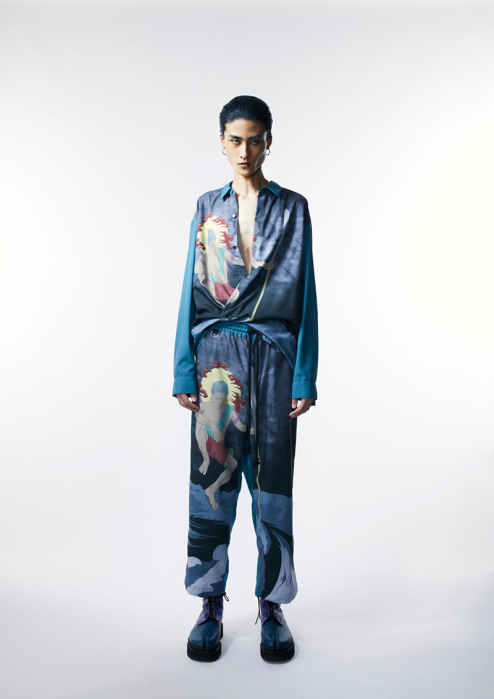 × 天明屋尚「剣神」「槍神」BIG SHIRT / シャツ (BLACK,GREEN)