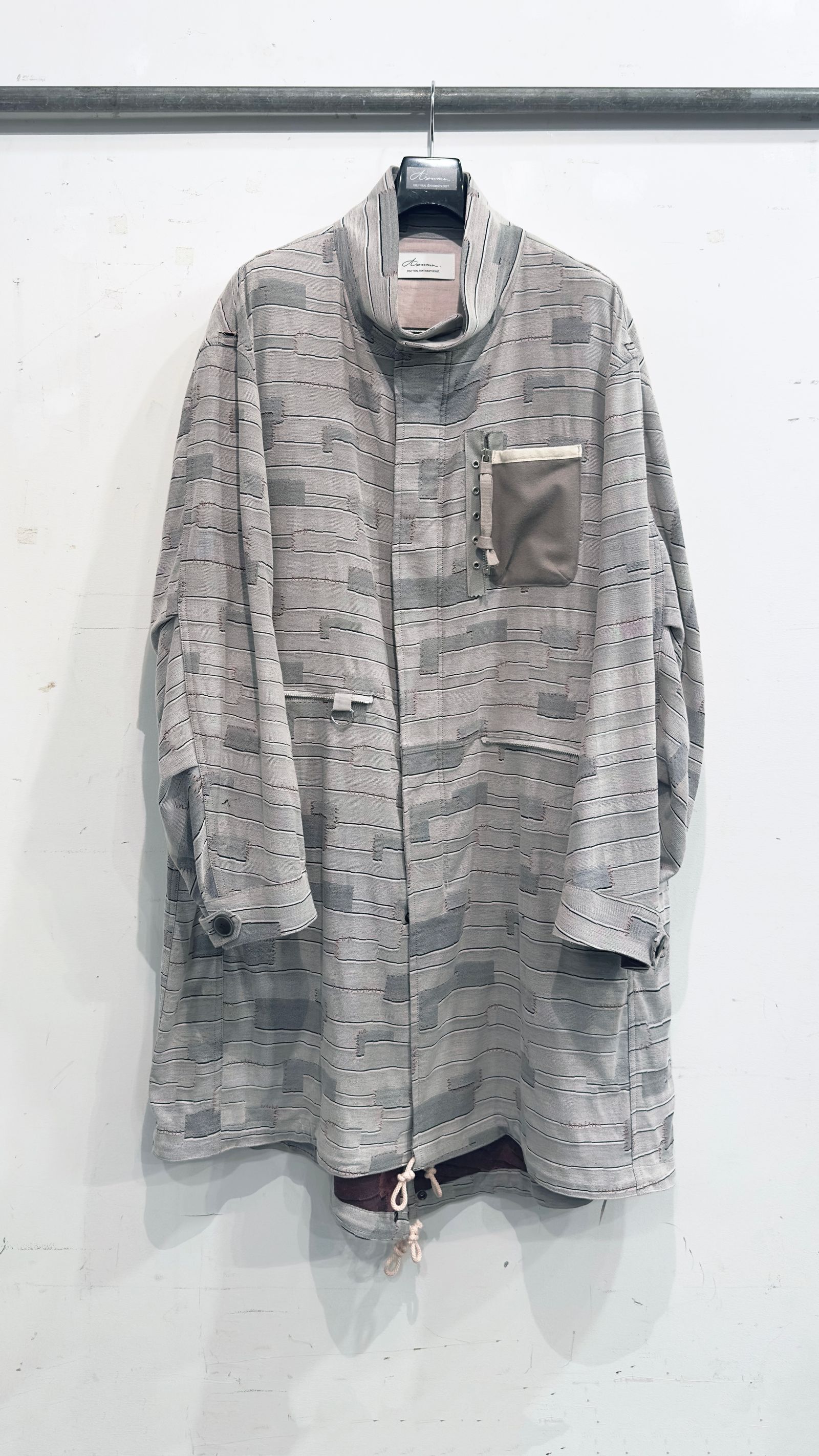 C/N CRUST JACQUARD MOD’S COAT / モッズコート (BLACK,LIGHT GREY)