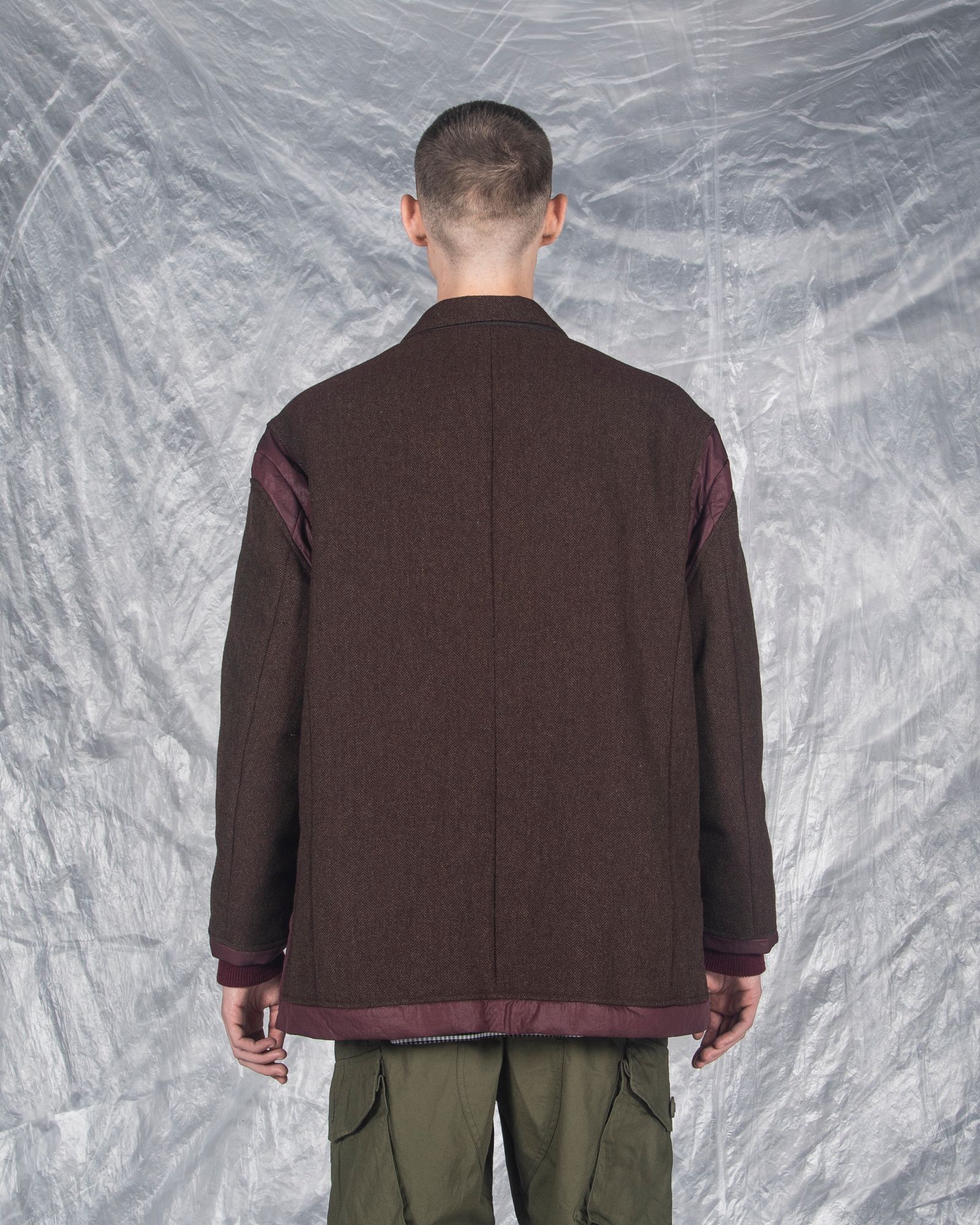 「予約商品」PASTED TWEED DOWN WIDE BLAZER / col: BURGUNDY