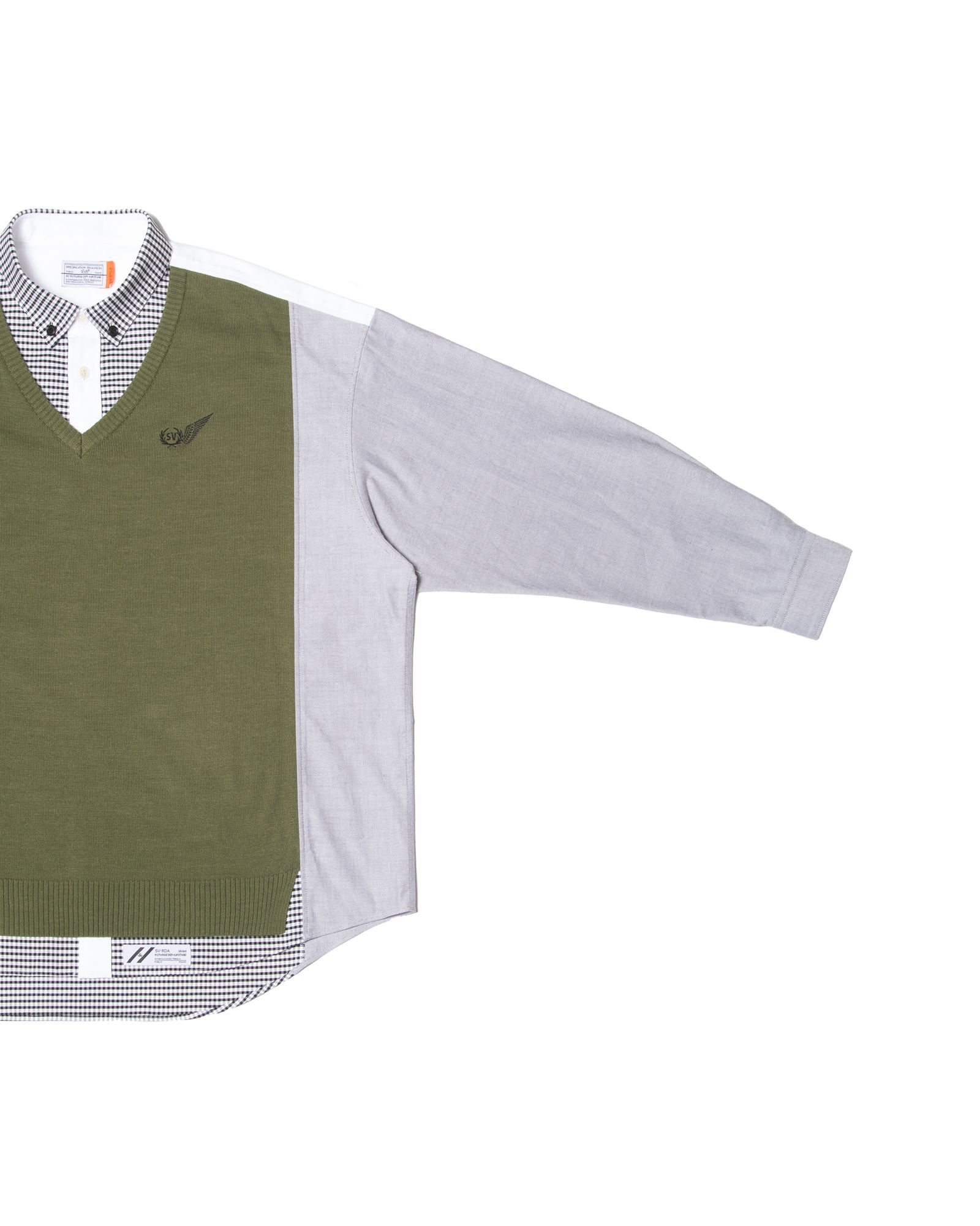 PASTED V-NECK BUTTONDOWN OVERSIZED SHIRTS / col: KHAKI