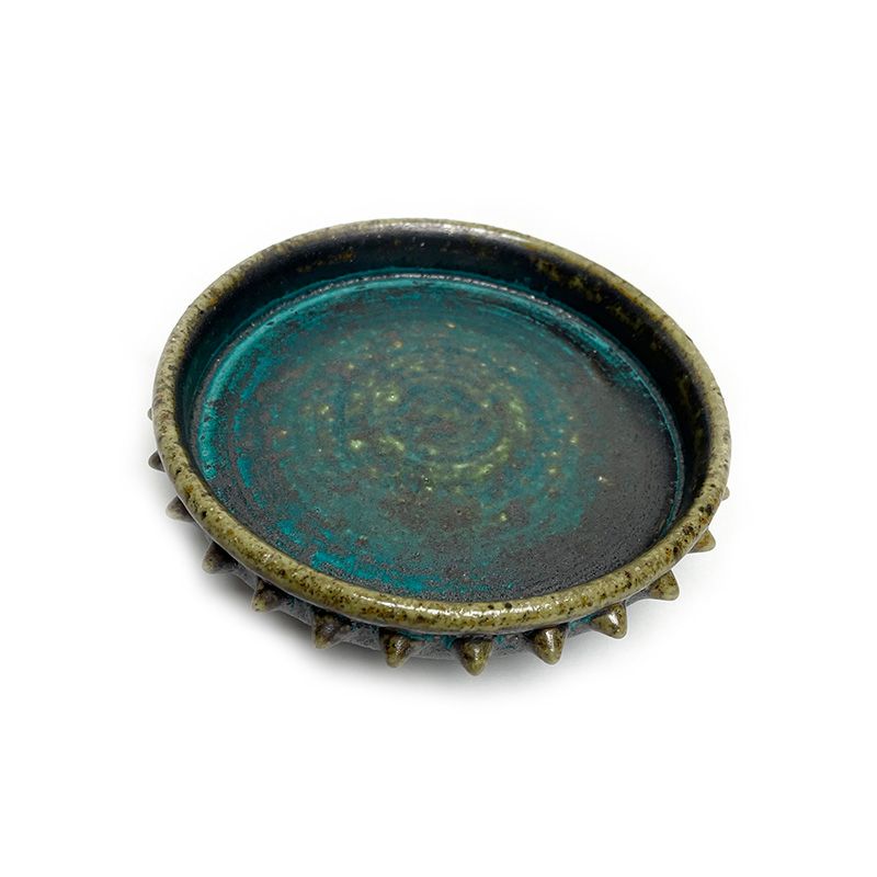 RAISE STUDS PLATE "TURQUOISE" -陶器皿-