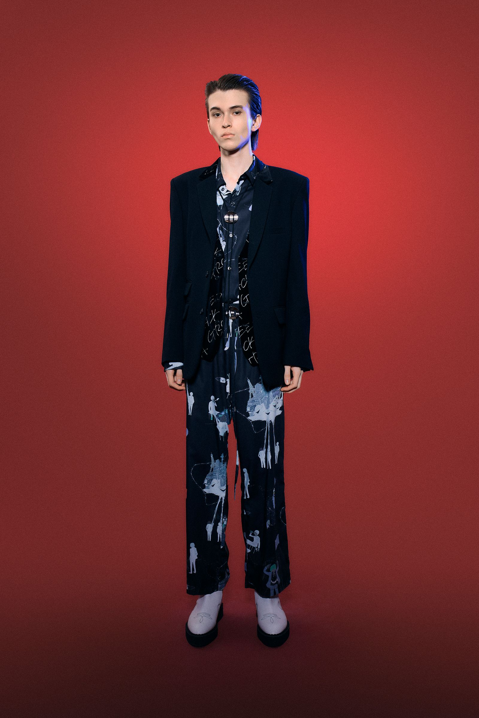 アズマ×リョウジヤマダ　シャツ　0　ブラック　アロハシャツ Azuma - × RYOJI YAMADA LYRIC BIG SHIRT / ビッグシャツ (BLACK