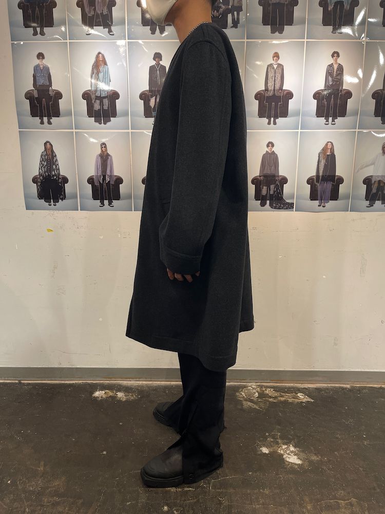 BRIAN'S LINER COAT / リバーシブル ノーカラーコート (Black, Charcoal Gray)