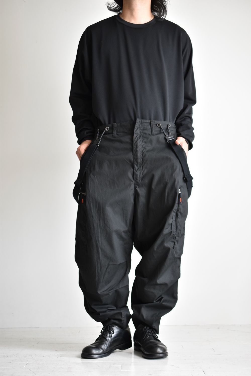 FLIGHT PLEATED SUSPENDER TROUSERS c/#1 BLACK