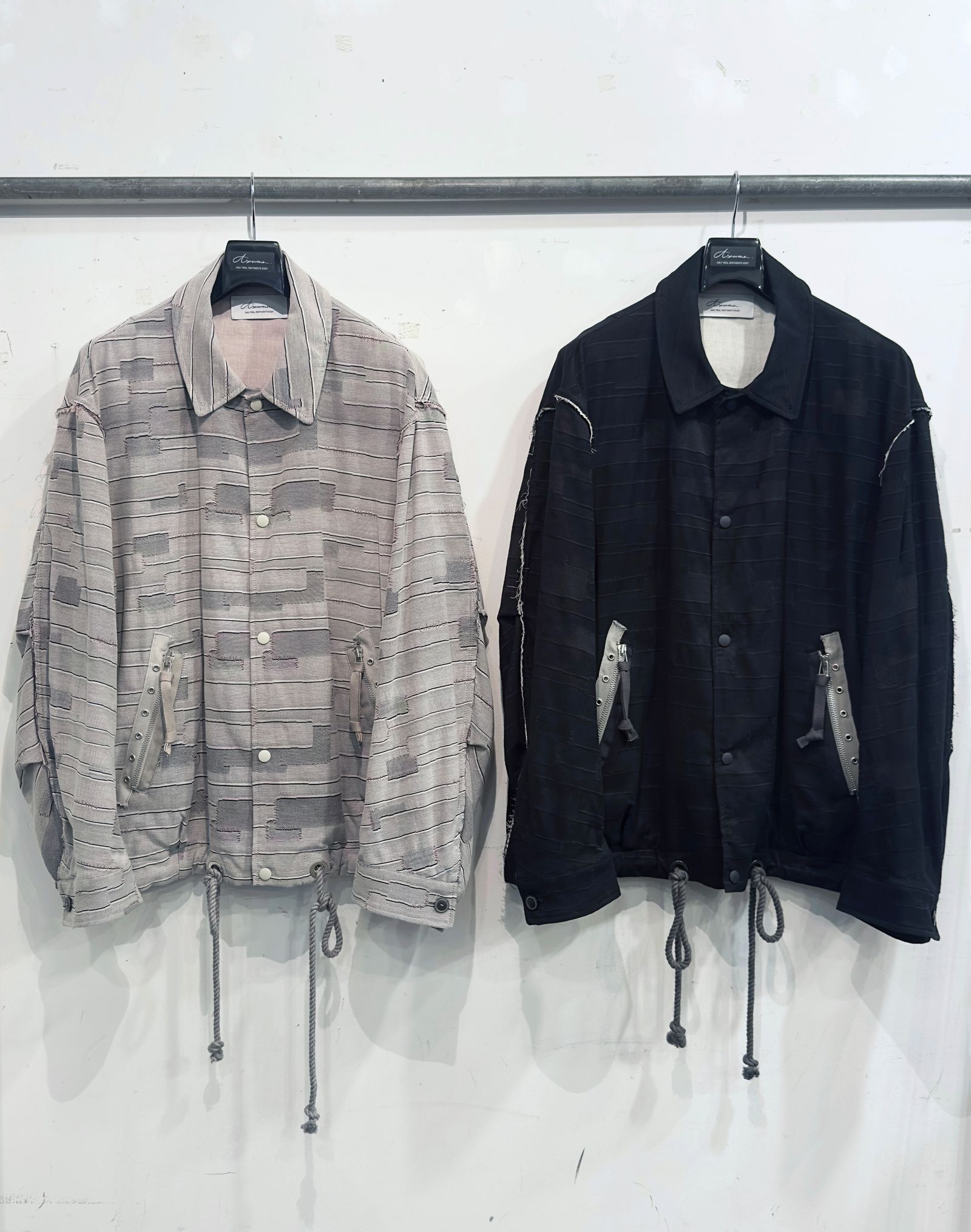 C/N CRUST JACQUARD COACH JACKET / クラストコーチジャケット (BLACK,LIGHT GREY)