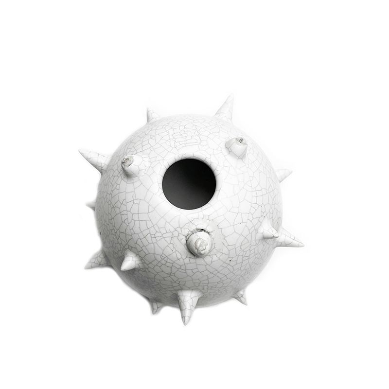 THORN STUDS POT(L)  "WHITE" -陶器鉢-