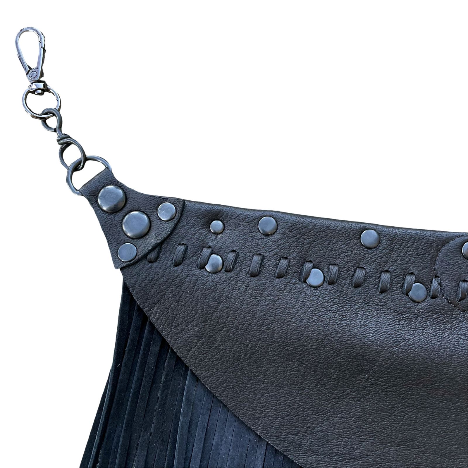 x blackmenas SYMBOLIC FRINGE BUM FLAP -ケツアテ- BLACK