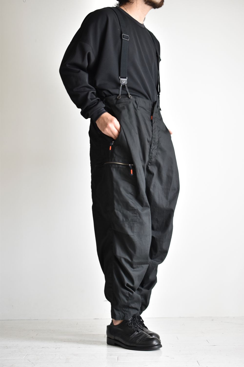 FLIGHT PLEATED SUSPENDER TROUSERS c/#1 BLACK