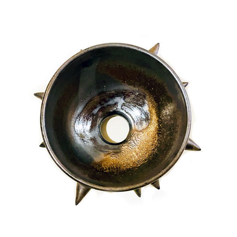 THORN STUDS POT(M)  "GOLD" -陶器鉢-