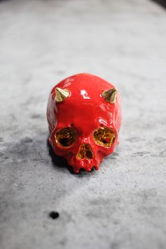 鬼ぐい呑 赤×金  (桐箱付)