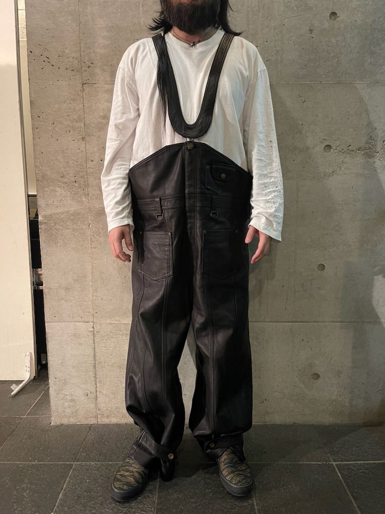 945-81TP221-5/ レザーオーバーオール (BLACK, WHITE)