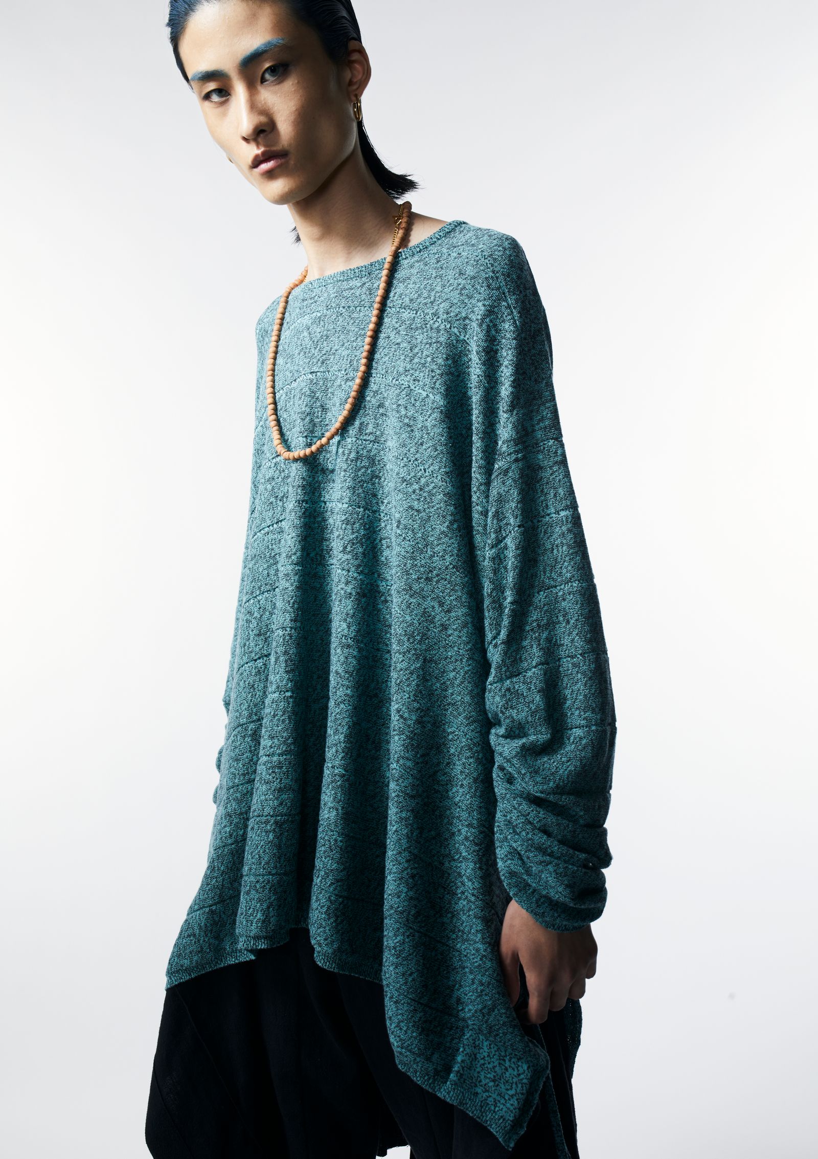 SQUARE CLOTH PULLOVER KNIT / ニット (BLACK,GREEN,YELLOW)